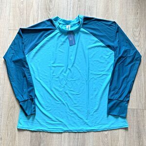 Halcurt Long Sleeve Swim Surf Beach Sun Protection Shirt UPF 50 Blue Womens 2X